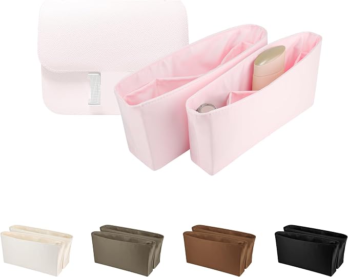 Satin Purse Organizer Insert for Constance 24, Pink | Tailored Fit, Multiple Pockets, Lightweight Satin, Purse Essentials, Ideal for Travel, Shopping, and Daily Use by KINGSINBAG