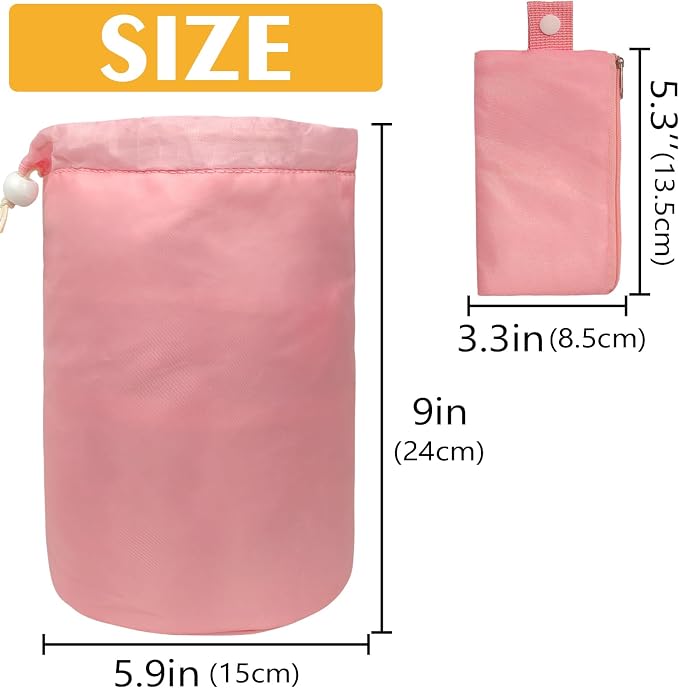 INVODA Drawstring Makeup Bag for Women Cosmetic Bag Large Travel Make up Bags Portable Barrel Toiletry Bag Toiletries Pouch Travel Cosmetic Organizer (Pink) - Image 2
