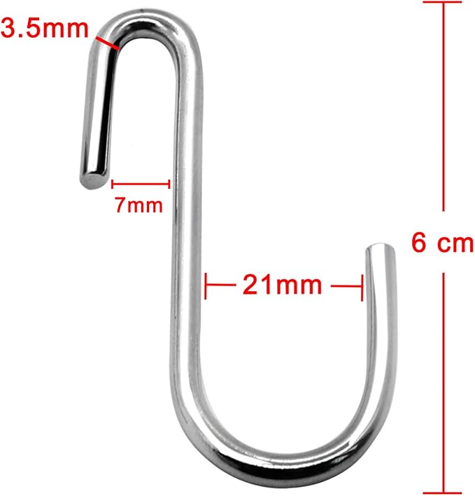 20 Pack Large Heavy Duty S Shaped Hooks 2.36 Inches Large Hanging Hooks for Kitchen, Bathroom, Bedroom and Office (20 Pcs, Small, Silver) - Image 2