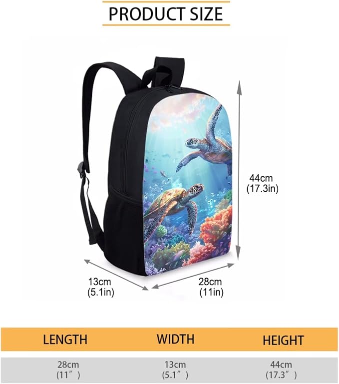 Forchrinse Sea Turtle Backpack for Boys 8-12 Elementary Middle School Bag with Lunch Box 3 in 1 Bookbag Set Kids Back Pack Travel Knapsack Daypack - Image 3