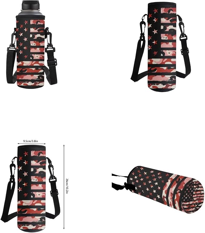American Flag Camo Backpack for Boys Kids Backpack with Lunch Box Water Bottle Pouch and Large Pencil Case 4PCS Set Bookbag with Front Pocket for School 17" Lightweight School Bag for Girls - Image 6