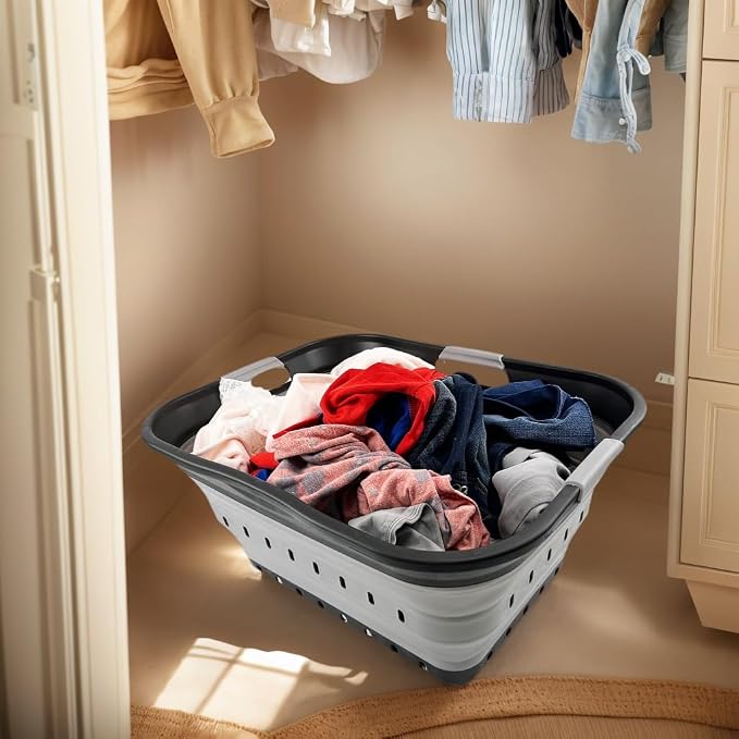 SAMMART 42L (11 gallon) Collapsible Plastic Laundry Basket - Foldable Pop Up Storage Container/Organizer - Portable Basket - Space Saving Hamper/Basket - Image 3