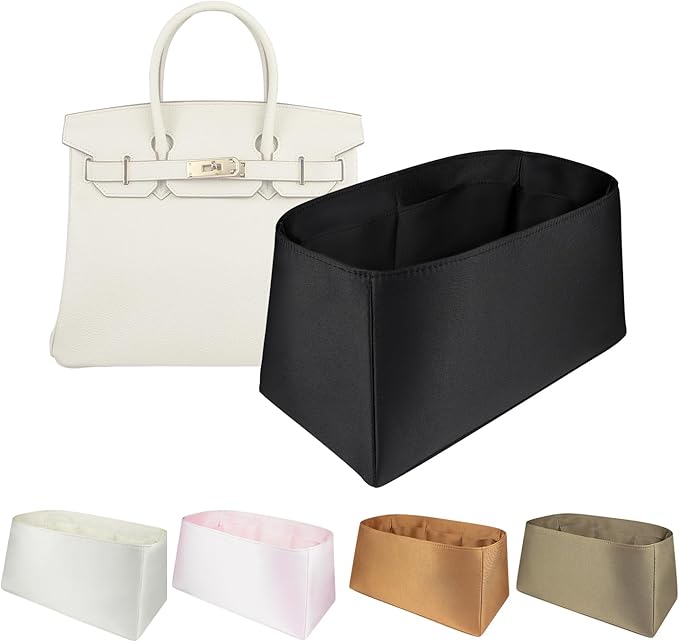 Organizer Insert for Birkin 20/25/30/35/40/45 | Satin Inner Bag Organiser(Size: BK40, Color: Black) by Unknown