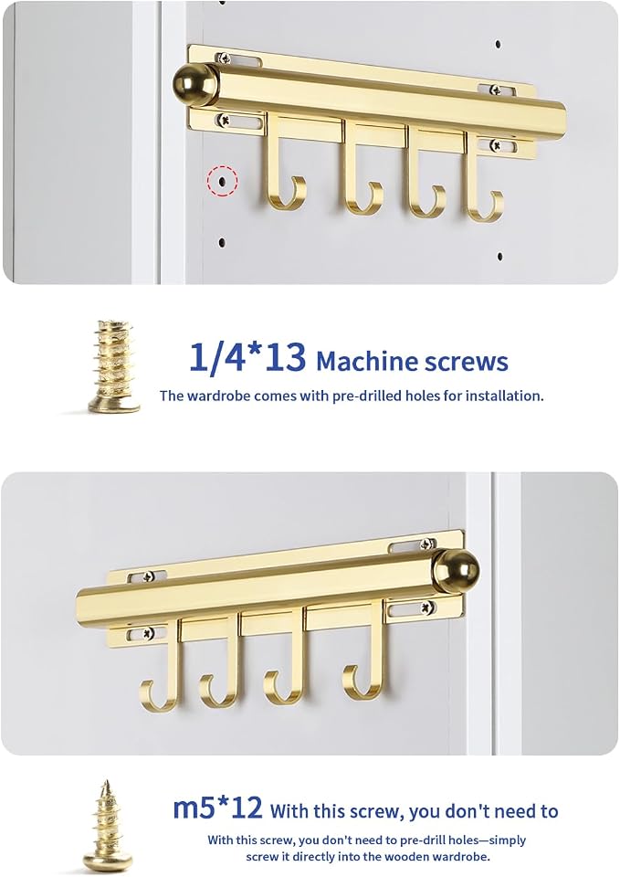 BaiNong Valet Rod for Closets Pull Out 12" Gold with 4 Hooks (2Pack) | Closet Valet Rod Slide Out for Closets, Laundry Rooms, RVs Space-Saving - Image 9