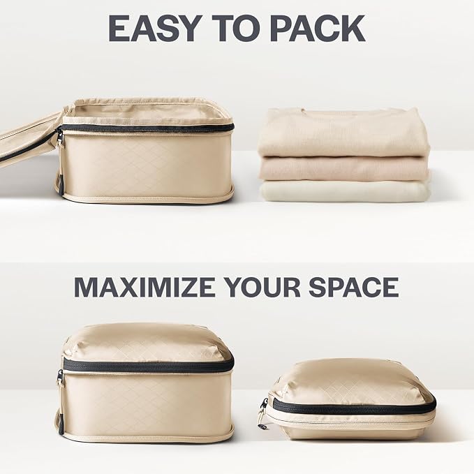 Aerotrunk Ultralight Compression Packing Cubes - Lightweight Travel Organizers for Suitcases and Luggage (3-Pack, Beige) - Image 5