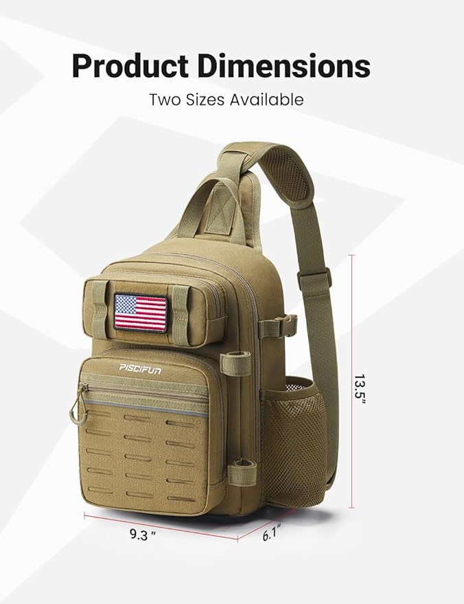 Piscifun Fishing Backpack Tackle Bag with 2 Rod Holders, Multi-Compartment Storage, MOLLE System, Water-Resistant Lightweight Outdoor Pack - Image 6