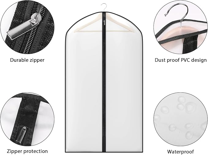 Zilink 43" Suit Bags for Closet Storage Dust Proof Garment Bags for Hanging Clothes Suit Covers for Storage with Full Zipper for Suit Coat Jacket Sweater Closet Storage, Set of 10 - Image 4