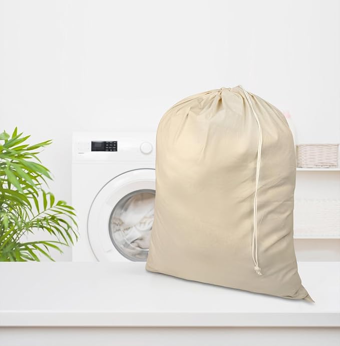 4 Pack Reusable Laundry Bags - 100% Cotton Multi Purpose Travel Laundry Bag - Durable & Machine Washable - Large Laundry Bag 28 x 36" - Image 7