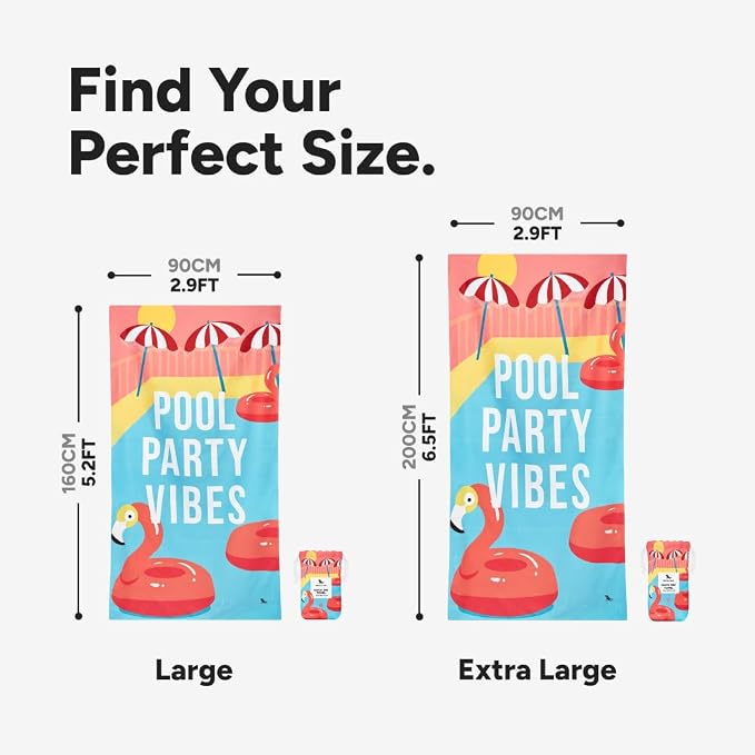 Dock & Bay Beach Towel - Quick Dry, Sand Free - Compact, Lightweight - 100% Recycled - Includes Bag - Pool Party Vibes - Large (160x90cm, 63x35) - Image 5