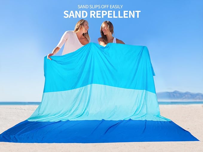 WIWIGO Beach Blanket Waterproof Sandproof Beach Mat 79" X 83"/10'x9'for 2-8 Adults Quick Drying Outdoor Picnic Mat Beach Accessories for Travel, Camping, Hiking - Image 4