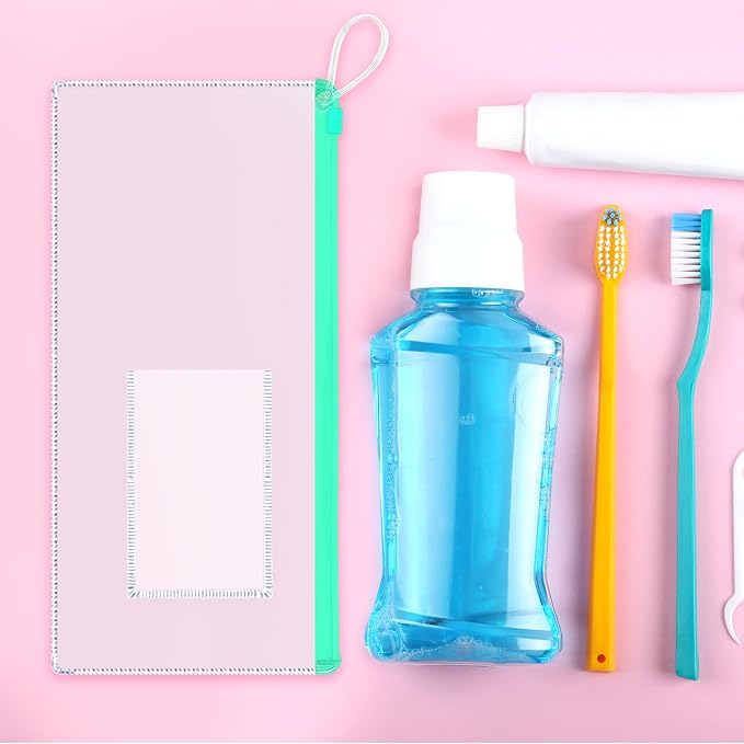 Timgle 400 Pcs Dental Zipper Pouches Dental Bags for Patients Bulk with Business Card Holder Clear Toothbrush Pouch Plastic Pencil Pouch for Students Teacher Prizes, Color Random - Image 7