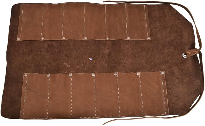 Leather Tool Bag Roll Up, 12 Slot Heavy Duty Tool Roll Bag Organizer, Tool Roll Up Bag, Portable Tool Wrap Roll Bags for Travel, Durable Tool Kit Folding Tool Pouch Roll Up Mechanic Gifts for Men - Image 2