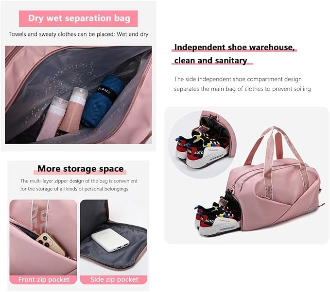 Unisex Wet and Dry Separation Gym Bag with Shoes Compartment,Pretty Girl Boy Bag for Yoga/Swimming/Weekend Getaway. - Image 8