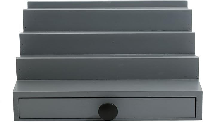4 Tier Men's Cologne Organizer, Gray Wooden Display Stand with Drawer | Tiered Cologne Display Shelf, Rack and Tray, Drawer Storage, Countertop Dresser Organizer, Mens Room Decor, Gift for Men - Image 8