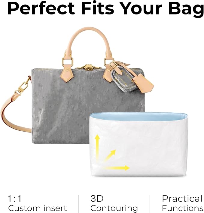 Purse Organizer Insert for LV Speedy 30 Handbag, Custom Fit Inside Premium Celeste Lightweight Water Resistant Tote Bag Insert with Cup Holder Accessories - Image 3
