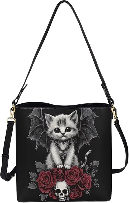 HUGS IDEA Boho Bags for Women Leather Handbag Shoulder Bucket Crossbody Purse - Image 5