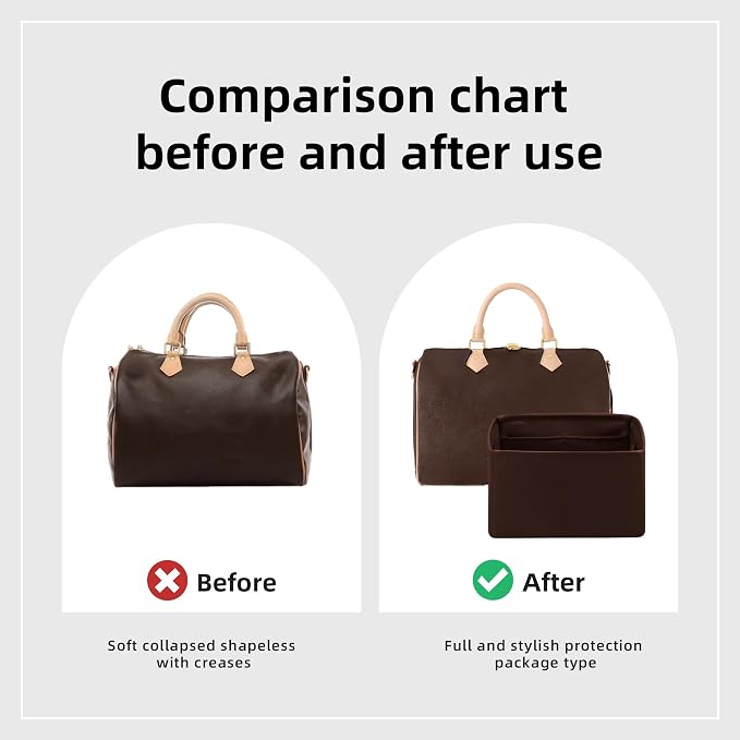 DGAZ Silk Purse Organizer Insert Fits LV Speedy 16/20/25/30/35/45 bags，Silky Smooth Bag Organizer，Luxury Handbag & Tote Shaper（Global Brown，SP25） - Image 4
