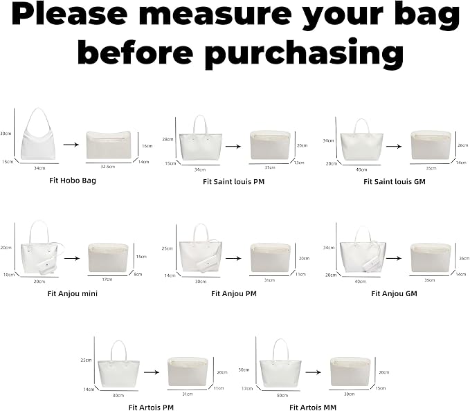 DGAZ Lightweight Purse Organizer Insert for GYARD-HoboBags,silk and DupontPaper handbag inner for Luxury Bag(Craie,HoboBag) - Image 2
