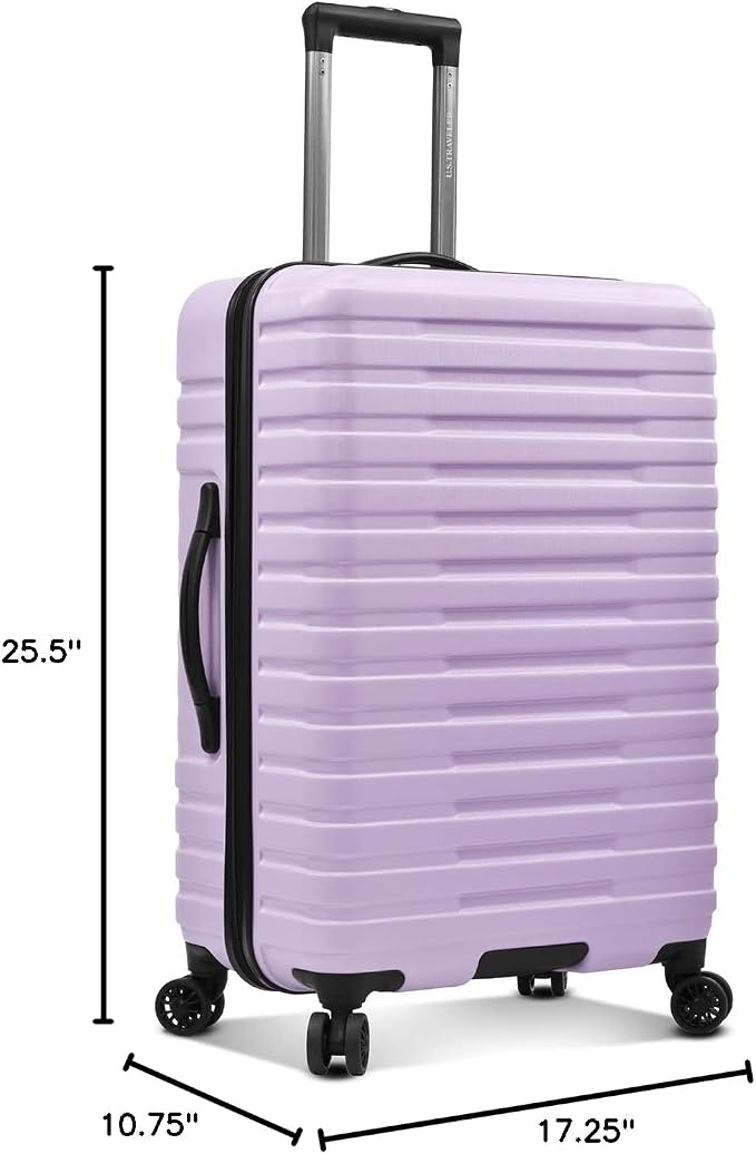 U.S. Traveler Boren Expandable Hardside Rugged Travel Luggage with 8 Spinner Wheels, Lavender, Checked-Medium 26-Inch - Image 8