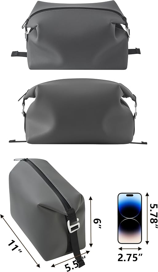 6"x 11" 6L Large Silicone Toiletry Bag,Waterproof Leakproof Foldable Travel Organizer,Dopp Kit Alternative for Men & Women,Grey - Image 4