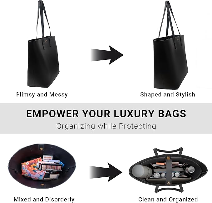 Vegan Leather Tote Bag Organizer Insert,Multi-Pocket Purse Organizers,with 15-Inch Laptop Compatible with Saint Laurent Tote E/W、LV Neverfull MM and More(SL) - Image 3