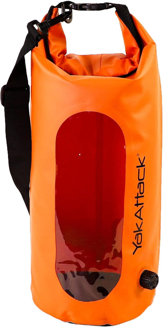 YakAttack 10L Roll-Top Waterproof Dry Bag with Air Valve | Durable & Water Resistant | Compact Storage | Remove Trapped Air | Additional Buoyancy | Dry Bag for Kayaking, Hiking, Boating & Camping by YakAttack