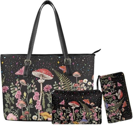 Women Purse Handbags Wallet Sets Leather Shoulder Tote Bag for Women,Top Handle Purse with Wrist Wallet Bag by Unknown