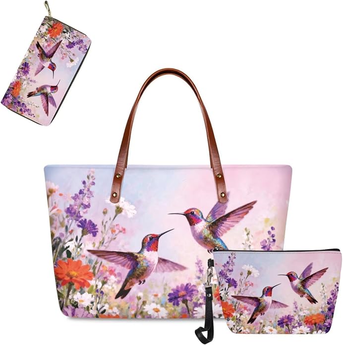 GIFTPUZZ Women Tote Bag Women Wallet Portable Cosmetic Bag for Women Bag Set 3 Pack PU Leather Bags with Zipper - Image 4