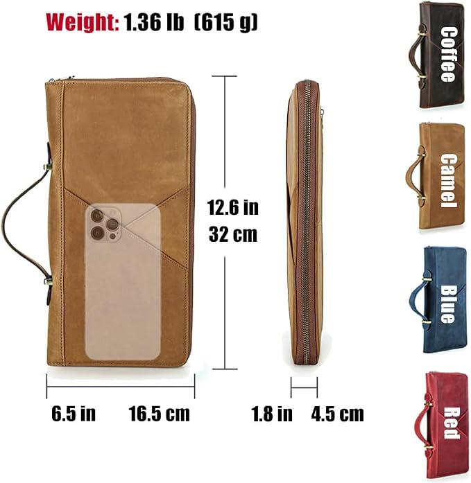 CONTACTS Family Passport Holder for 10 Full Grain Leather Passport Holder Compatible with Airtag Family Travel Document Organizer Multiple Passport Wallet with Rfid Blocking (Brown) - Image 5