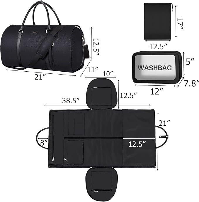 Garment Bag for Travel Convertible Carry On Garment Bag Large Travel Duffel Bags for Women 2 in 1 Hanging Suitcase Suit Travel Bags for Women & Men 3pcs Set - Image 5