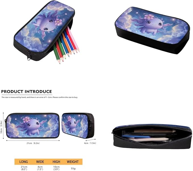 Purple Axolotl Backpack for School Girls 5Th Grade with Lunch Bag Pencil Box Bookbag 3 In 1 Sets for Age 3+ Children Teen Portable Travel Bookbag for Kids, Fit Middle School for Students - Image 5