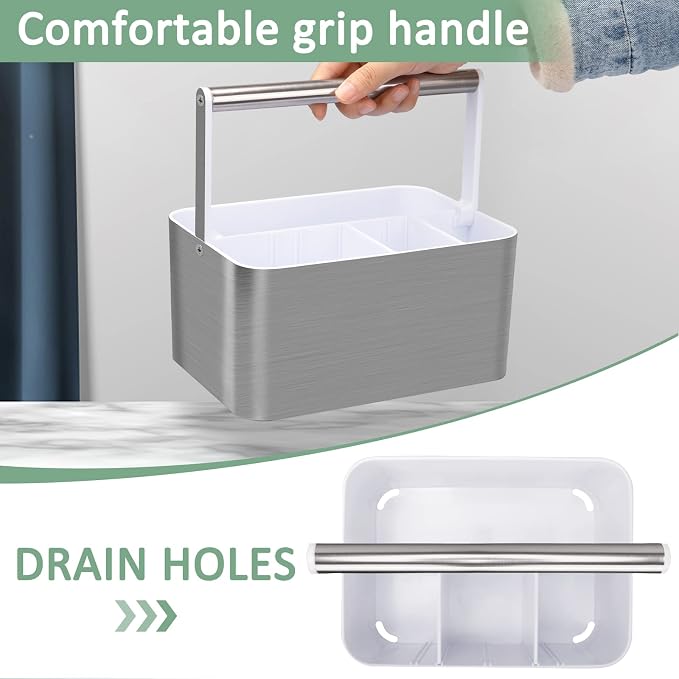 BYUNER Plastic Shower Caddy Dorm: Portable Bathroom Caddy Organizer for College with Handle and Adjustable Divider, Utility Hard Shower Basket Bin Tote for Toiletry,Shampoo,Soap,Cleaning Product - Image 4