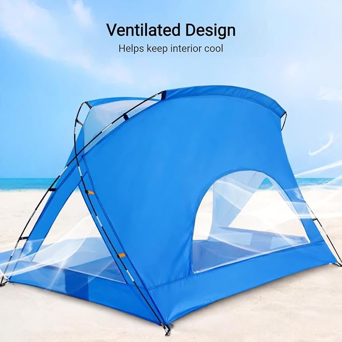 Beach Tent, Portable Sun Shelter for 2/3/4/6-8 Person with UPF 50+ UV Protection, Easy Setup Waterproof Beach Shade Canopy Cabana for Family Outdoor and Picnics, Fishing with Carrying Bag - Image 5