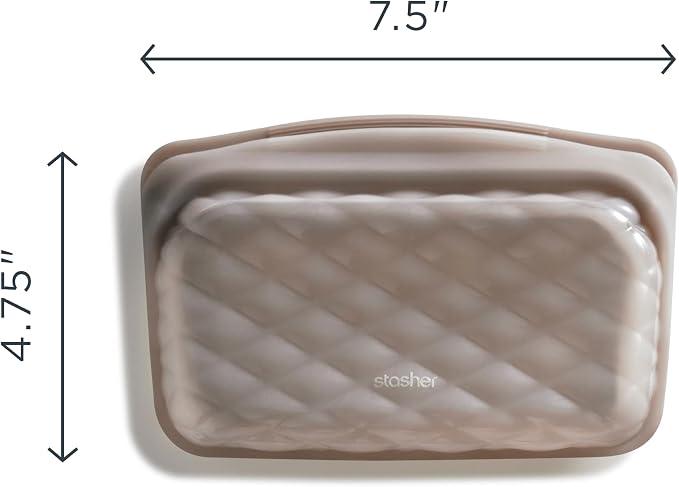 Stasher Silicone Reusable Makeup Bag, Travel Essentials, Makeup Bag Organizer, Dishwasher & Heat Safe, TSA Friendly Toiletry Bags, BPA Free, Leak-free, Eco Friendly, 12 oz, Taupe - Image 7