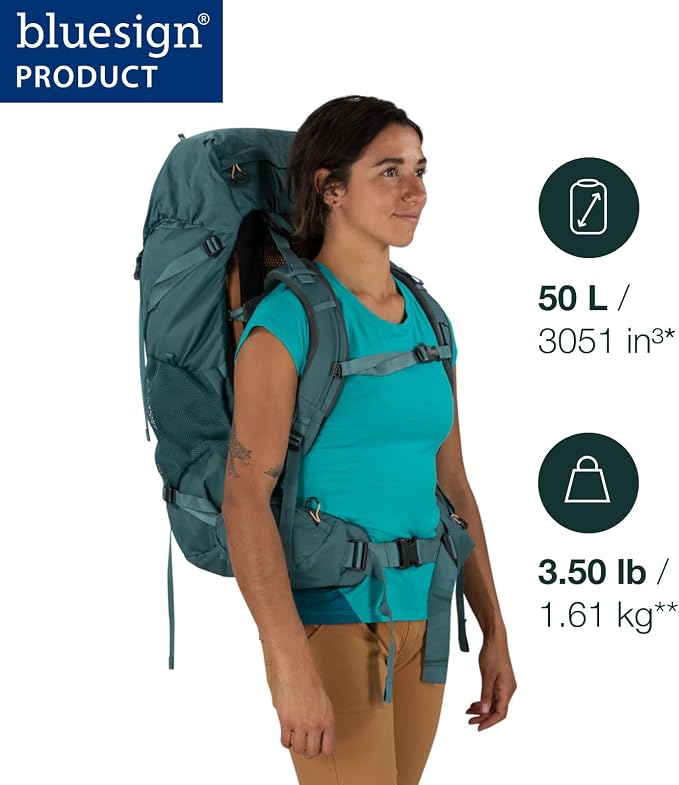 Osprey Renn 50L Women's Backpacking Backpack, Pediment Grey/Linen Tan - Image 2