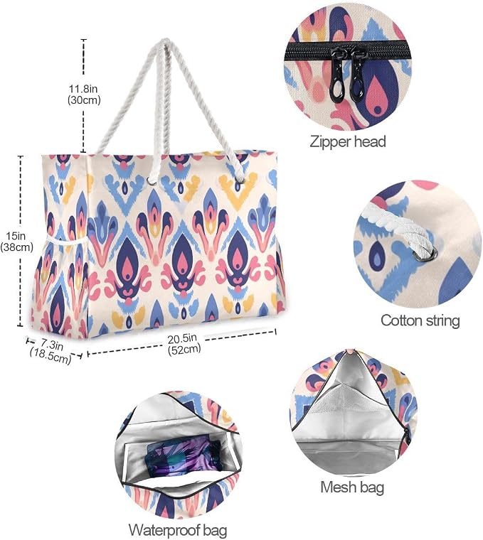 senya Large Beach Shoulder Bags Canvas Tote Water Resistant for Gym Travel Daily - Image 6