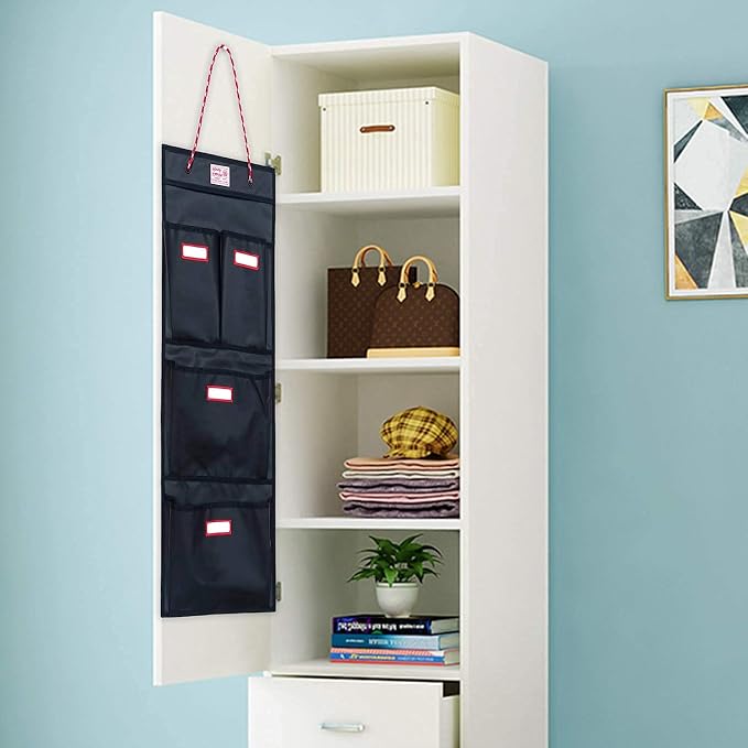 Rough Enough Locker Organizer Hanging Accessories Storage Organization with 4 Pockets for Work Door Gym Wall Black Tarpaulin - Image 2