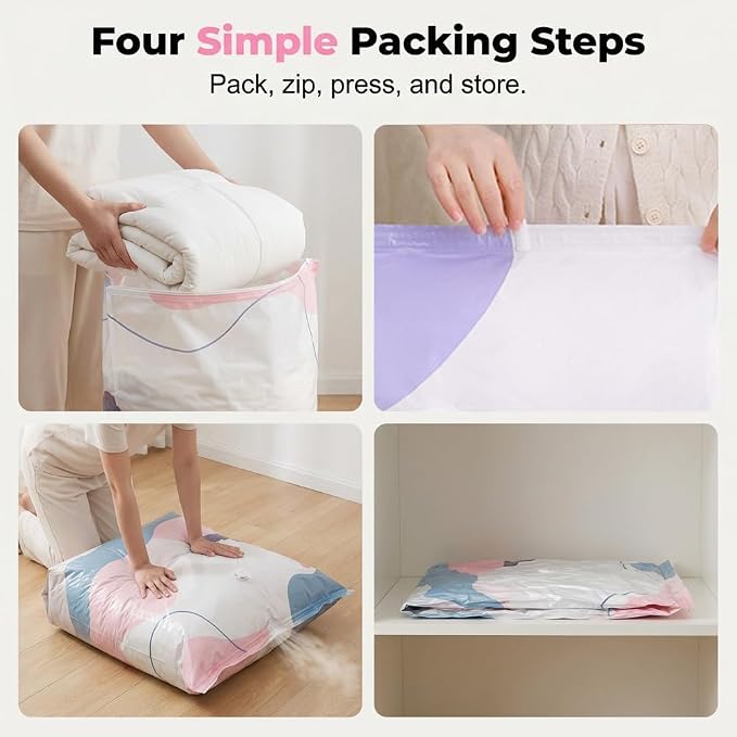No Pump Vacuum Storage Bags, Large 3D Space Saver Compression Bags with Airtight Valve, Reusable Cube Storage Bags for Clothes, Comforters, Blankets, Bedding and Travel Organization (3, 31.5 * 39.4) - Image 3