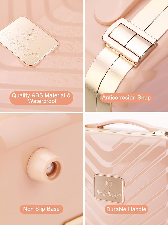 Kalolary Travel Makeup Train Cases with Lighted Mirror 3 Color Setting | Makeup Bag Cosmetic Case Organizer Adjustable Brightness Portable Makeup Storage Box For Makeup Brushes Accessories,Pink - Image 3