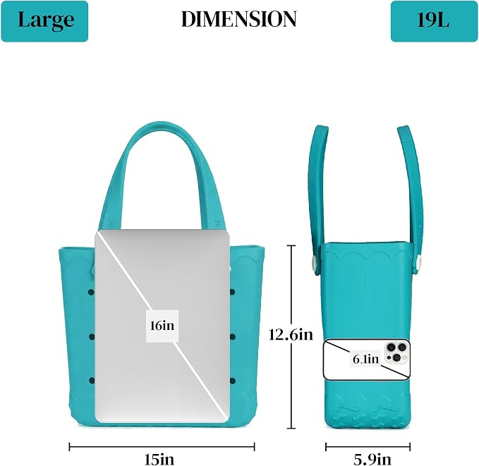 Rubber Beach Bag Waterproof Durable Large Tote Bag for Beach Sports Pool Swim Travel EVA Tote - Image 7
