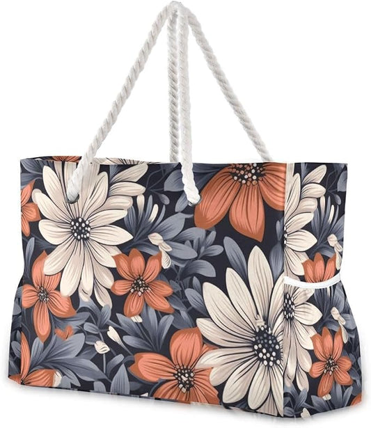 senya Large Beach Shoulder Bags Canvas Tote Water Resistant for Gym Travel Daily by senya