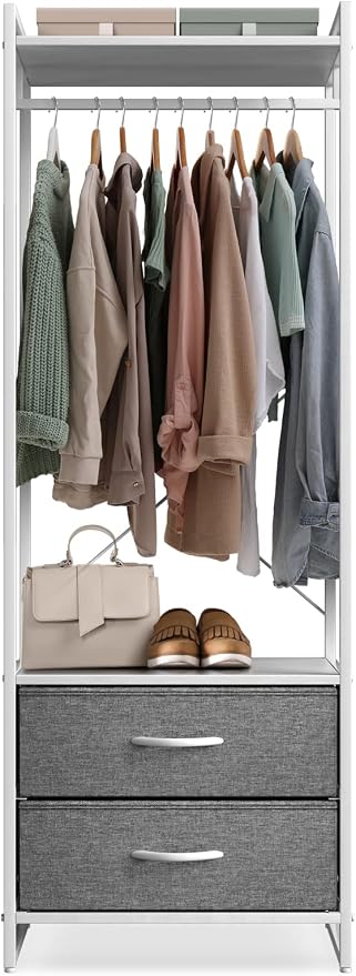 Sorbus Clothing Rack with Drawers - Clothes Stand Dresser - Wood Top, Steel Frame, & Fabric Drawers - Tall Closet Storage Organizer - Stand Alone Garment Rack for Hanging Shirts, Dresses, & Jackets by Sorbus