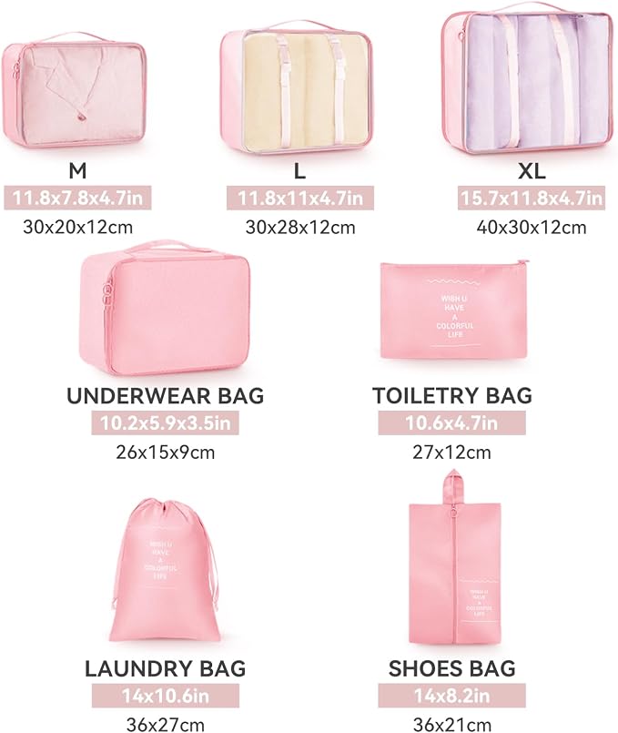 AnyZip Luggage Sets 10 Piece Hardshell Suitcase Set PC ABS Lightweight Travel Suitcases with 4 Double Spinner Wheels TSA Lock 20 24 28 Inch with 7 Storage Bags Pink - Image 8