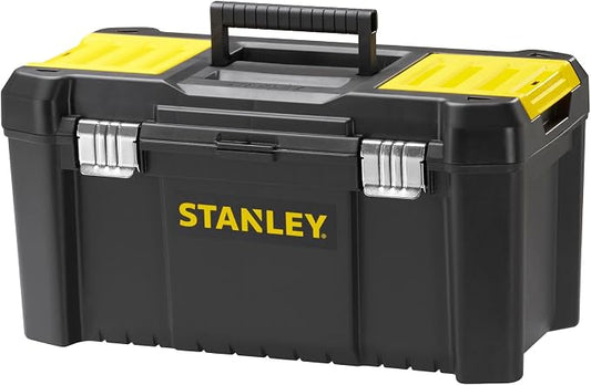 Stanley STST1-75521 Tool Box (19 Inches, 48.2 x 25.4 x 25 cm, Load up to 8 kg, Tool Box with Metal Clasps, Organiser with Removable Carrier, Robust Plastic Case) by STANLEY
