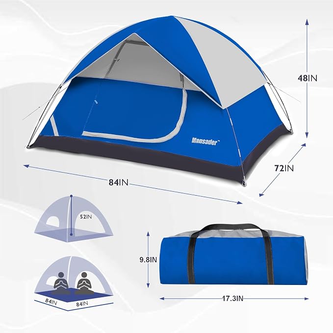 Camping Tent, Waterproof 2/3/4 Person Tents for Camping, Lightweight Easy Set Up Outdoor Hiking Tent Backpacking Tent with Carry Bag, Backpack Tent Suit for Family Beach Hiking Travel - Image 3