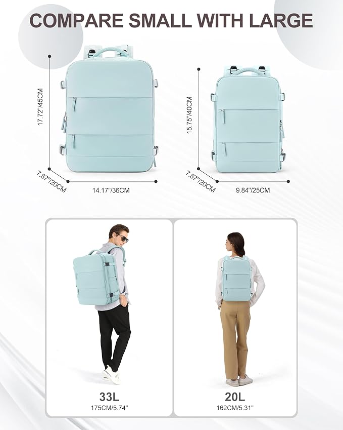 coowoz Large Travel Backpack Carry On for Women Man Gym Backpacks with Laptop Compartment Mochila de Viaje Teacher Personal Item Backpack Rucksack Airplane Accessories Must Haves Blue - Image 8