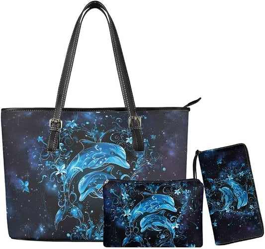 Women Purse Handbags Wallet Sets Leather Shoulder Tote Bag for Women,Top Handle Purse with Wrist Wallet Bag by Unknown