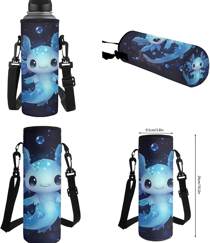 Blue Axolotl Backpack for School Girls 2nd Grade with Lunch Box Preppy Elementary Bookbag and Lunchbox Set 4PCS Cute Back Pack Lunch Bag Pencil Case Watter Bottle Holder Book Bags Kids 6-8 - Image 7