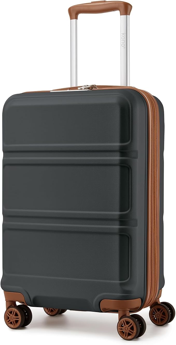Kono Carry On Luggage 22x14x9 Airline Approved with Spinner Wheels | Lightweight PC+ABS 20 Inch Luggage with TSA Lock,Expandable Hard Shell Carry On Suitcases for Men Women,Apricot Grey by Kono