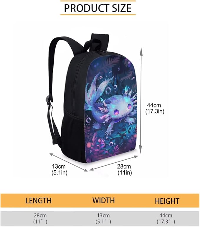 Galaxy Axolotl Backpack with Lunch Box Kids Girls 6-8/5-7 Ocean Elementary School Bookbag Lunch Bag Pencil Case Water Bottle Holder 17in Under the Sea Book Bags 4PCS Student Back Pack Set - Image 4